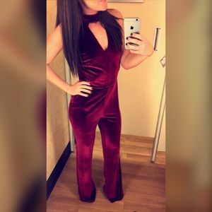 Red velvet romper